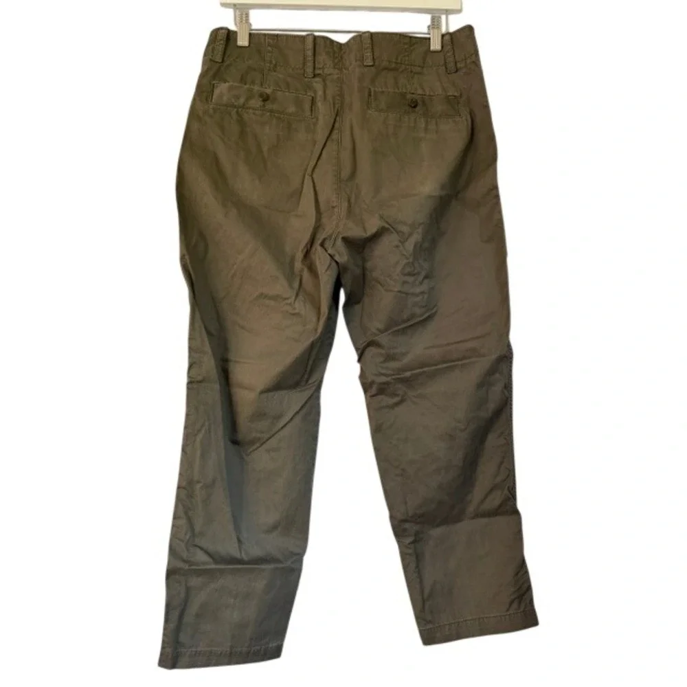 Olive Green Fatigue Utility Pants Cotton Twill Straight Leg Trousers 33 Waist